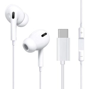 Earphones, Headphones, Type-C Volume Control, Call Compatible, Remote Control, Microphone Included, HiFi Volume Adjustment, Compatible with Android Smartphones with Type C Interface (White)