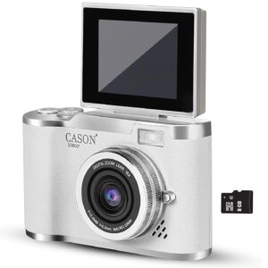 Cason 48MP Digital Camera for Kids-Real Photo & Video Mini Camera for Photography 2.4” Rotating Screen, Built in Games Kids Cameras for 5-15 Years Girls & Boys(Supports Upto 64GB Memory